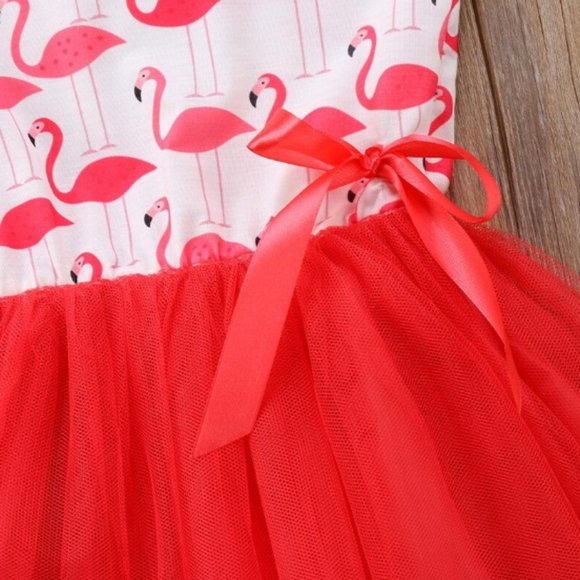 Dress girl girls flamingo cute red white tutu - Picture 2 of 5